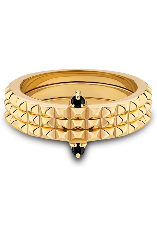 Ulua Gold Plated Ring with Hematite Crystal for Women's 52MM
