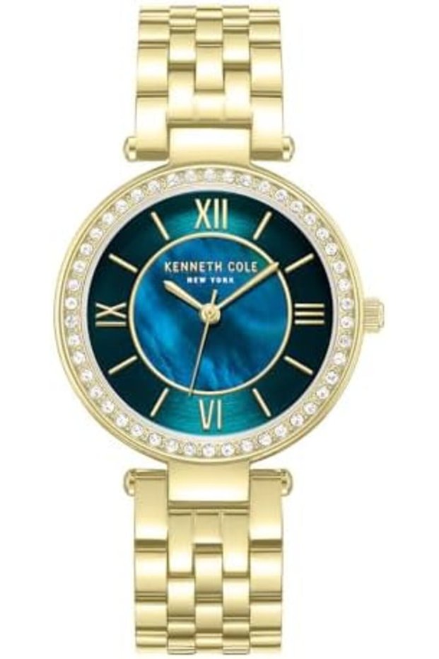 32mm Analog Women's Watch with Green Dial & Gold Stainless Steel Bracelet