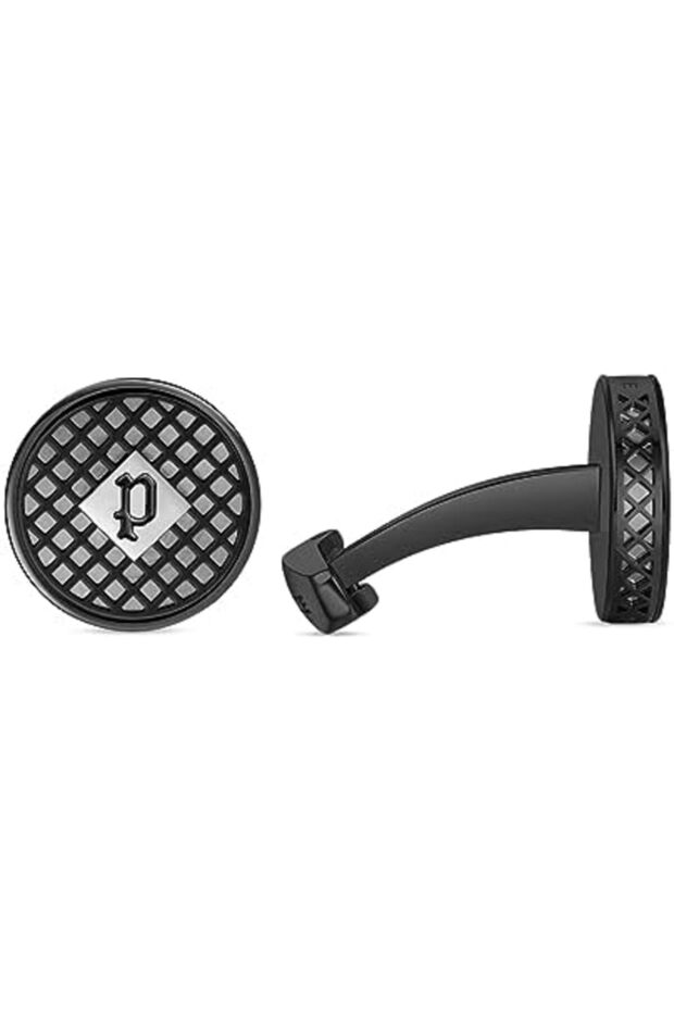 Net Gun Black And Stainless Steel Tri Color Gents Cufflinks