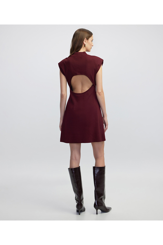 Sırt dekolteli triko elbise - 5