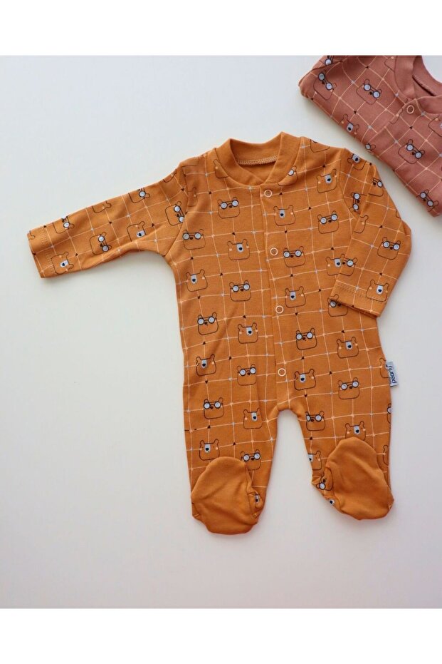 Bayramlık Basic Design Patterned Newborn Baby Boy Jumpsuit - 4