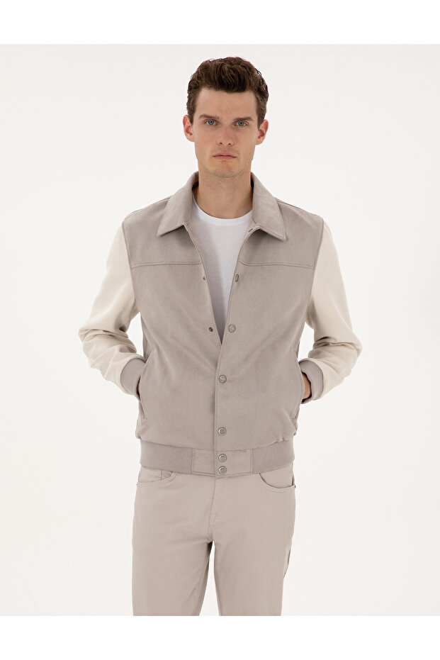 Gray Faux Leather Jacket 50318155-570
