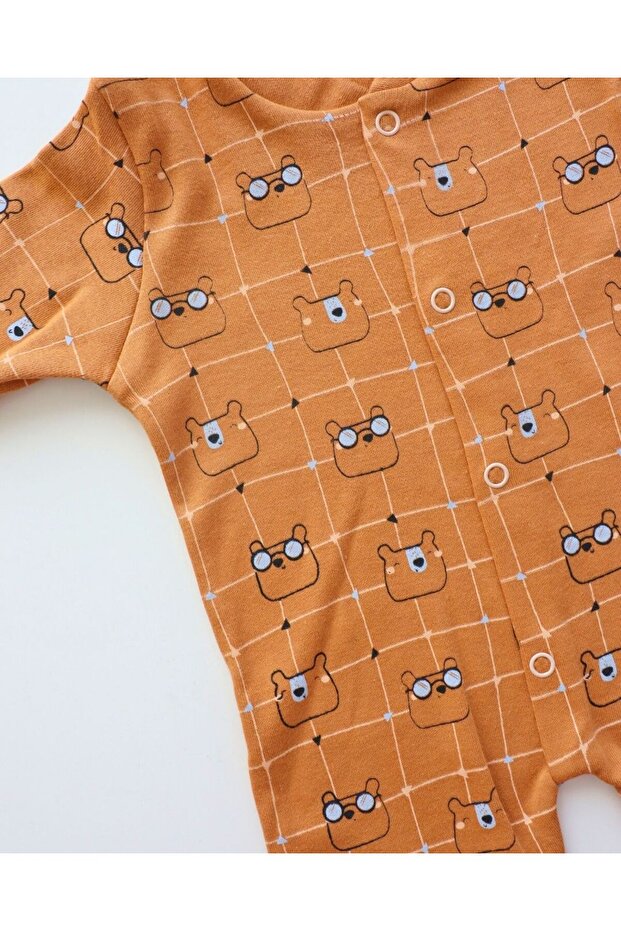 Bayramlık Basic Design Patterned Newborn Baby Boy Jumpsuit - 7