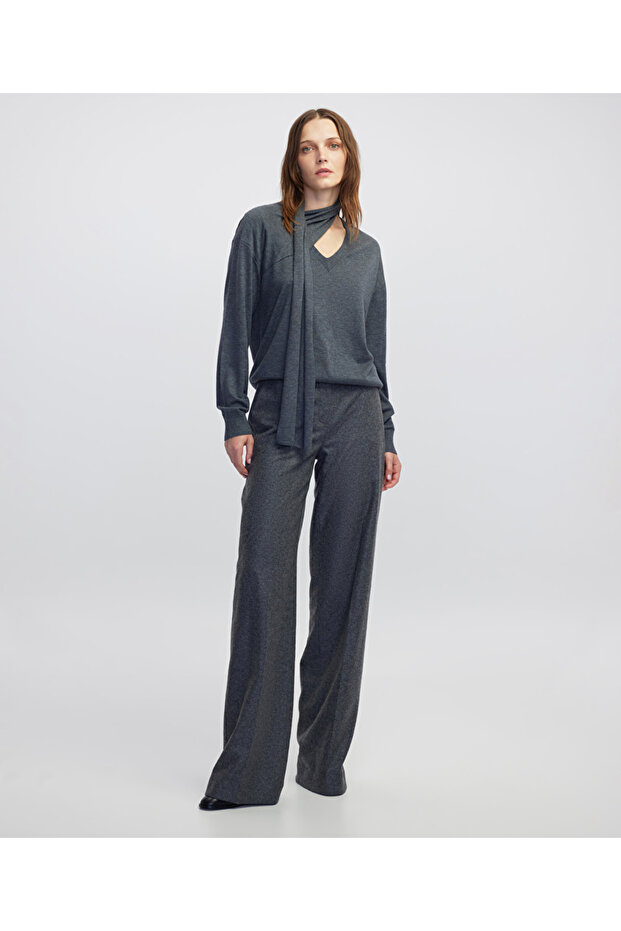 Atkılı V yaka triko - 2