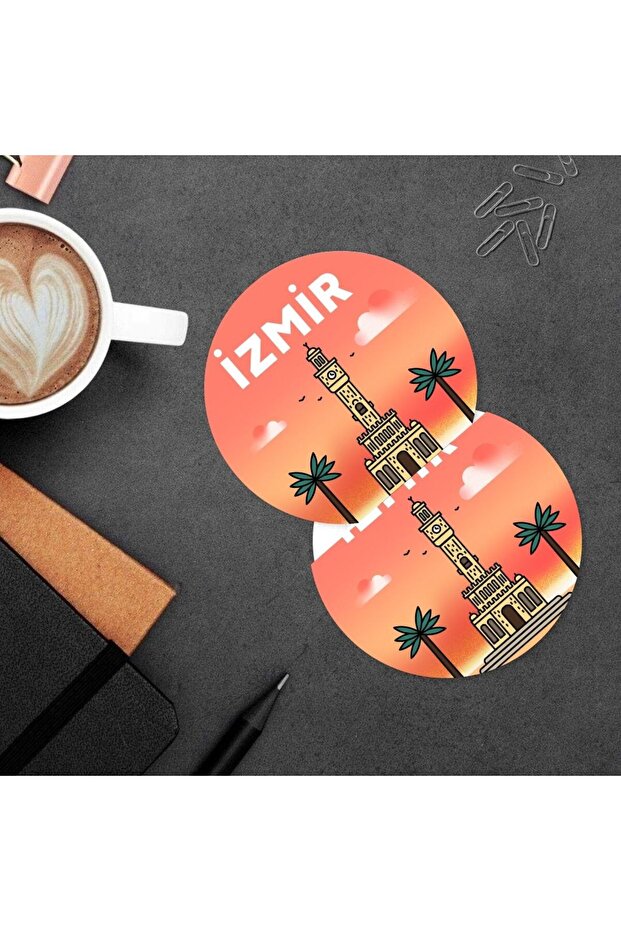 مجموعة من قطعتين من قواعد الأكواب المصنوعة من خشب MDF بتصميم إزمير
