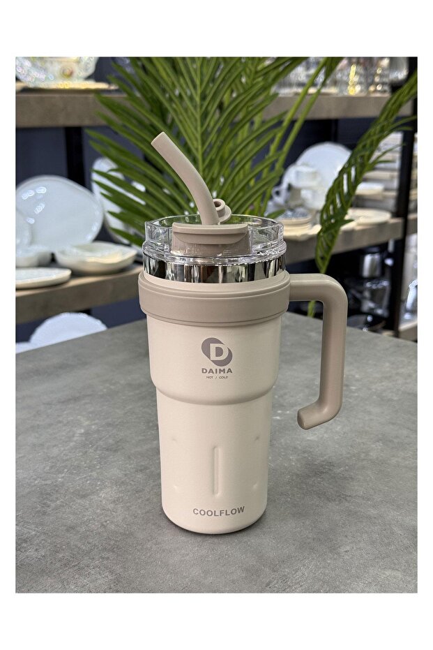 Daima Coolflow 780 ml Thermos Cream with Straw - 1
