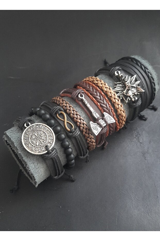Mixed Model Color 10 Pieces Genuine Leather Bracelet