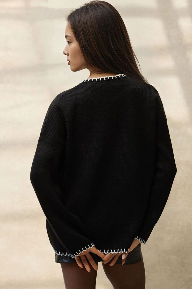 Çoban Dikişli Uzun Triko Hırka - 4