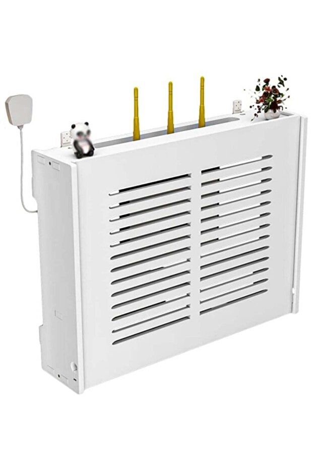 TPGP Floating Shelf, WiFi Router Storage Boxes,Wall Hanging Plug Board Storage Shelf, Wooden Box Ca - 1