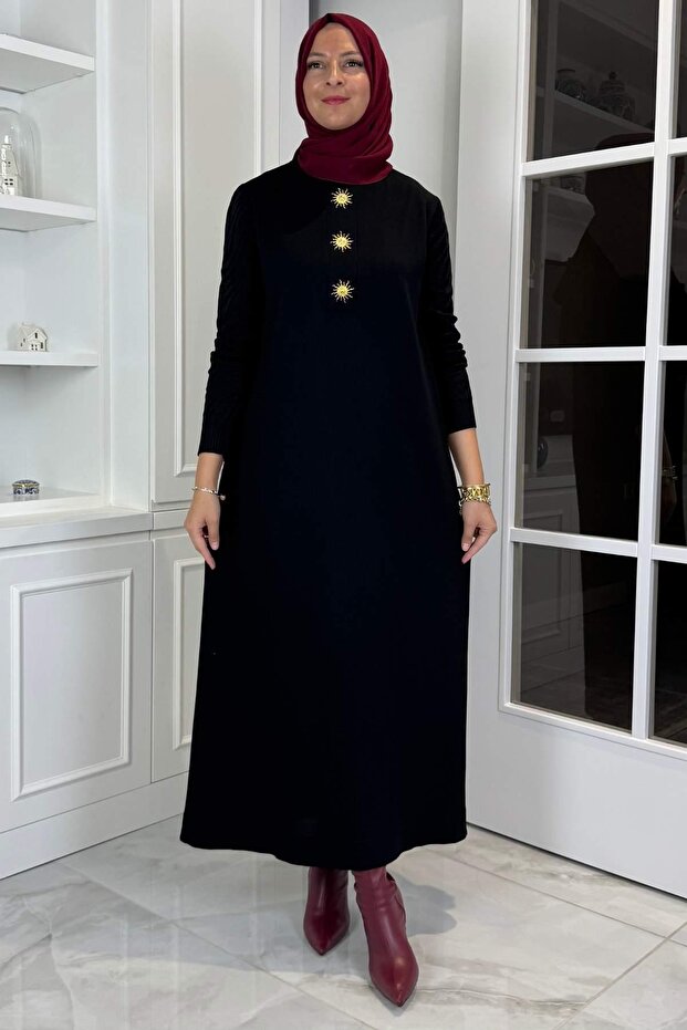 Güneş Triko Elbise Siyah - 1