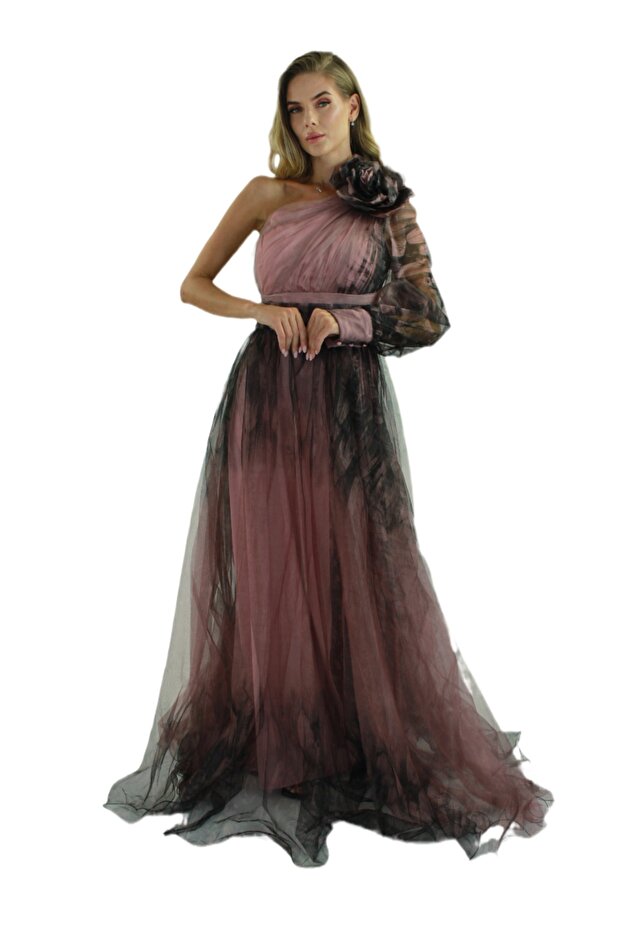 Rochie lunga roz Virenya - 1