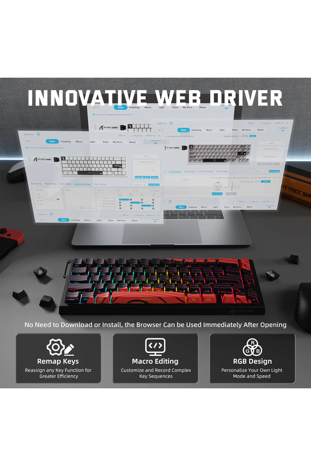 X68PRO HE RGB 8000Hz Kablosuz Rapid Trigger - Snap Tap 0.01mm Manyetik Switch Klavye - 7