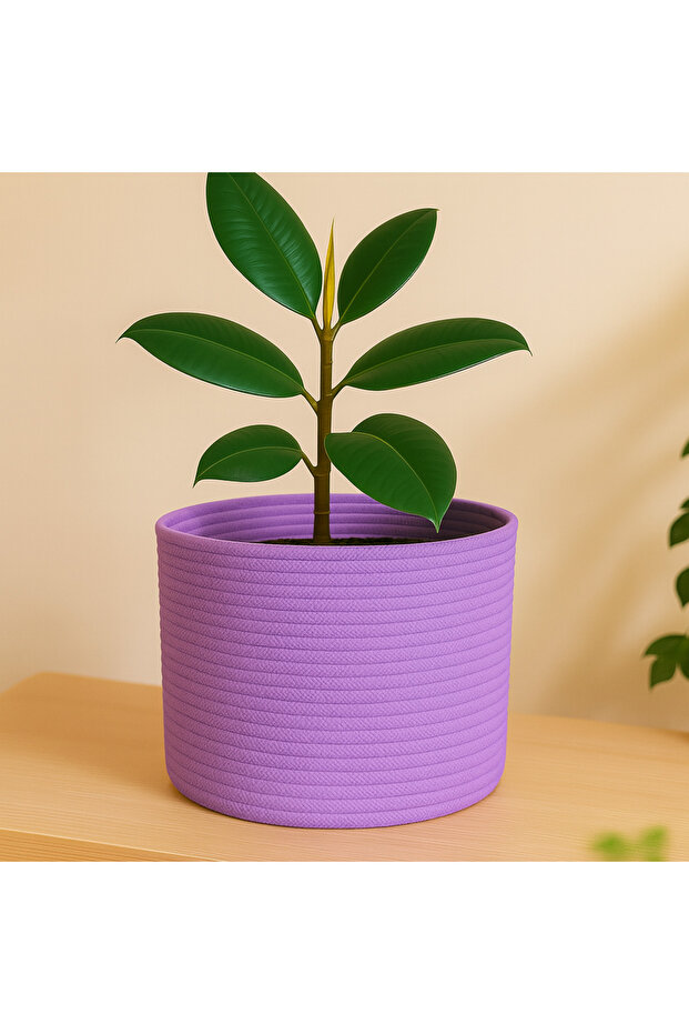 Jute Wicker Multi-Purpose Decorative Organizer Flower Pot Basket Garden Organizer Basket Width 25 Length 20 cm