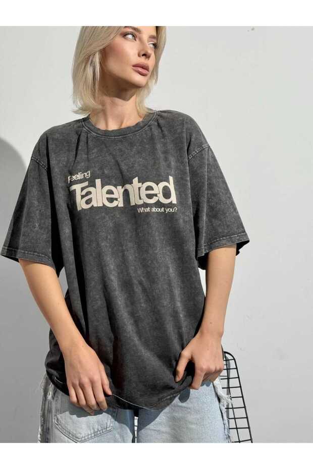 Oversize Talented Printed Washable T-Shirt