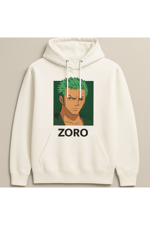 Unisex Oversize 3 Thread Hoodie 👕 One Piece Zoro Anime Patterned Hooded Sweatshirt Casual Comfortable