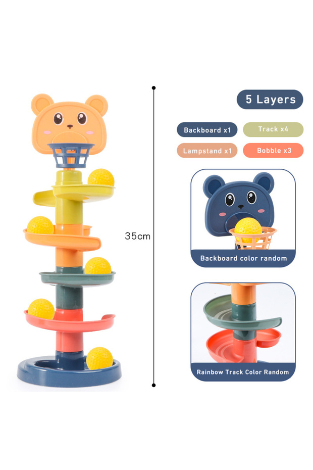 5 layers Montessori Toys Baby 0 12 24 36 Months Track Rolling Ball Push Pop Sliding Ball Early Educa - 1