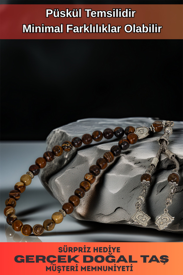 Men's Natural Stone Rosary - Medium Size Rosary with Natural Brown Jasper Stone