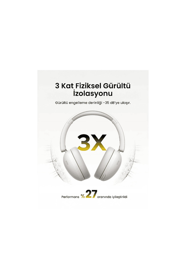 HiTune Max2 Yapay Zeka Destekli Gürültü Engelleyici Kablosuz Kulak Üstü Kulaklık Beyaz - 4
