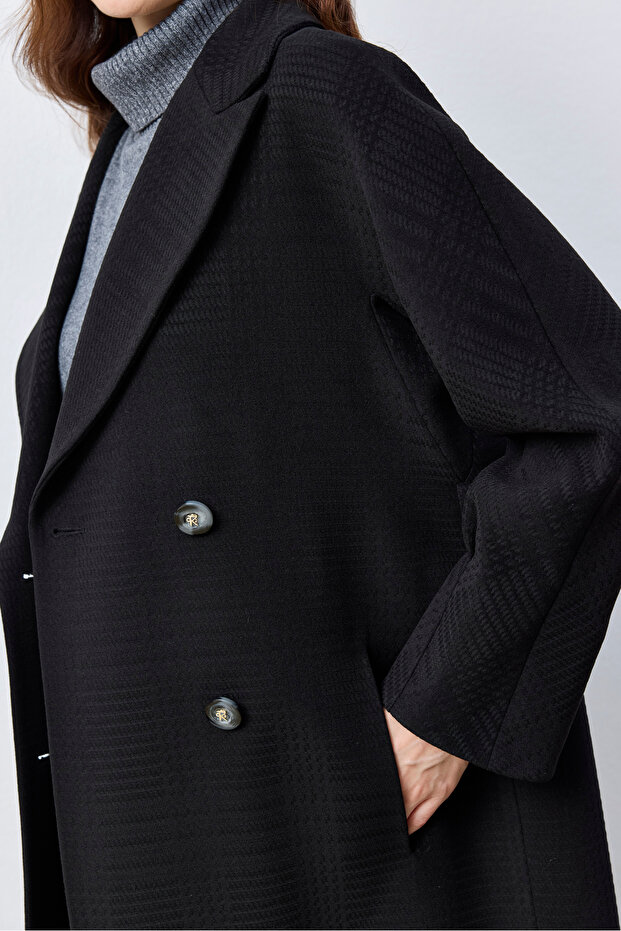 Oversize Uzun Siyah Kaban - 6