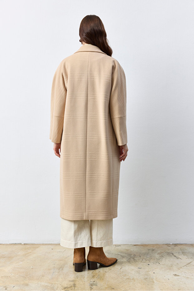 Oversize Açık Camel Kaban - 4