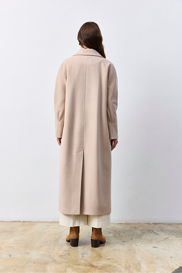 Oversize Uzun Bej Kaban - 3