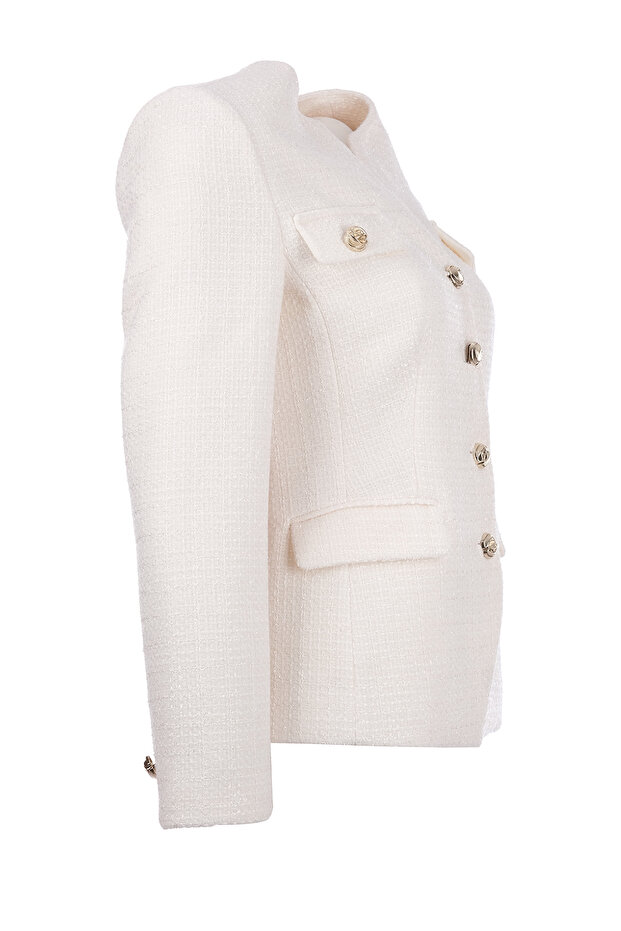 سترة تويد مع جيب للغطاء - 3