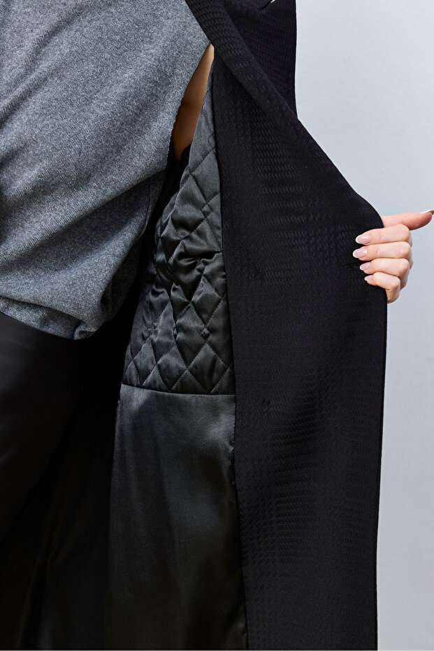 Oversize Uzun Siyah Kaban - 5