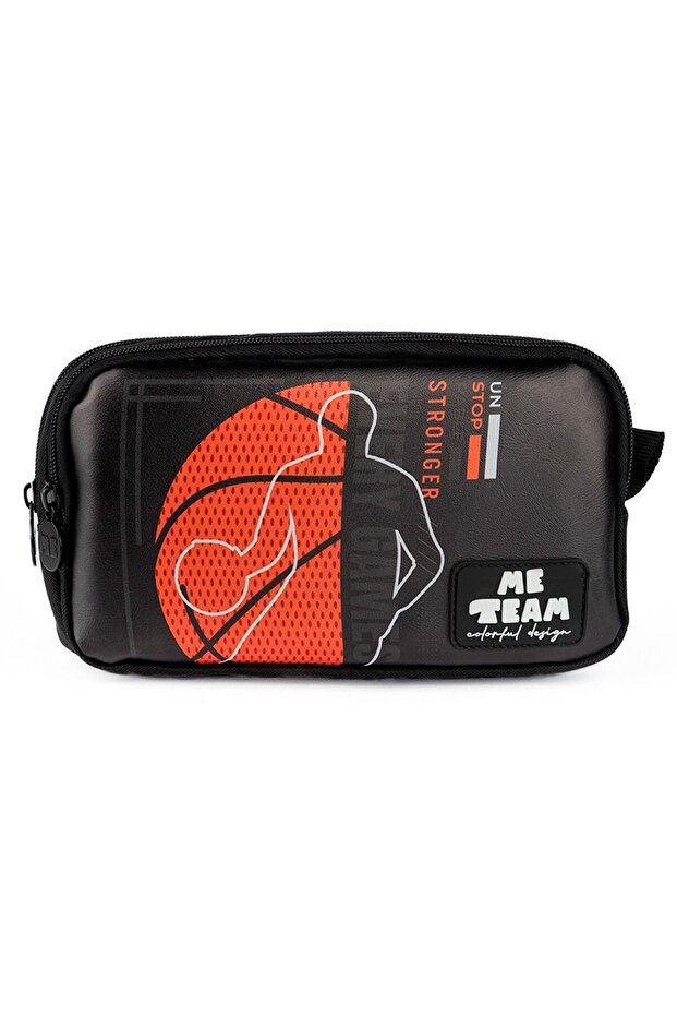 Me Team Licensed Printed Pen Holder - Black 2-Compartment Basketball Themed Pen Bag