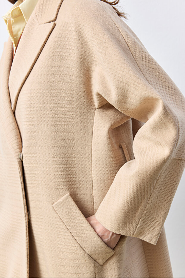 Oversize Açık Camel Kaban - 7