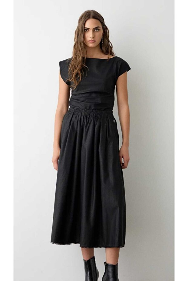 Deri görünümlü bluz - 1