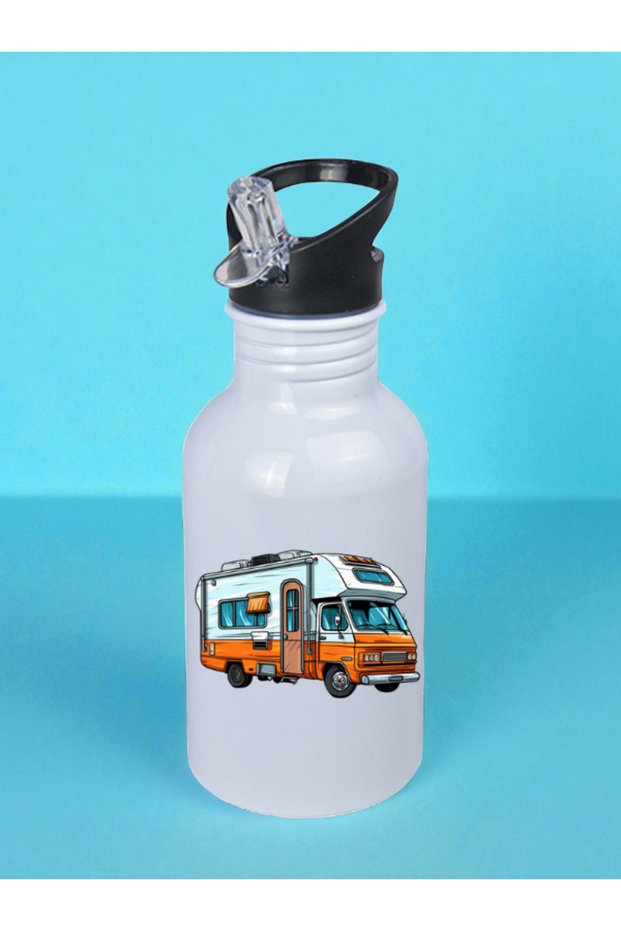 Caravan Theme Water Bottle 600 ml - Sports Water Bottle, Large Water Bottle, Sports Flask, Sports Water Bottles