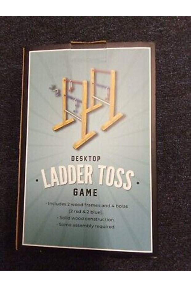 Desktop Ladder Toss Game – Mini Tabletop Set with 2 Wood Frames & 4 Bolas – Fun Office Toy