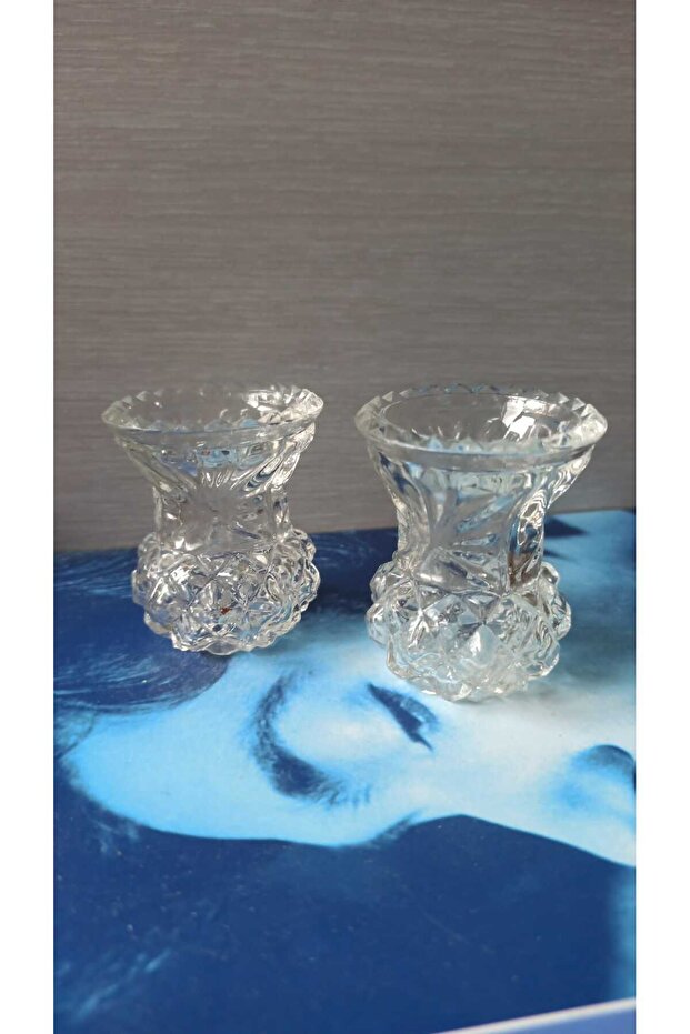 Vintage Glass Crystal Cut Mini Cup Set Double & 6 cm