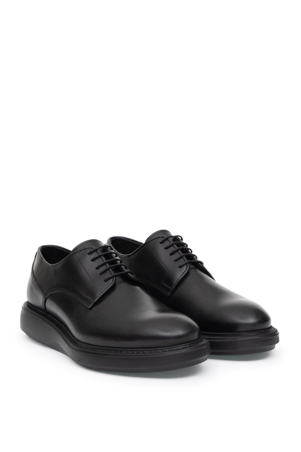Black Eva Sole 100% Leather Smart Casual Shoes 50312158-Vr046