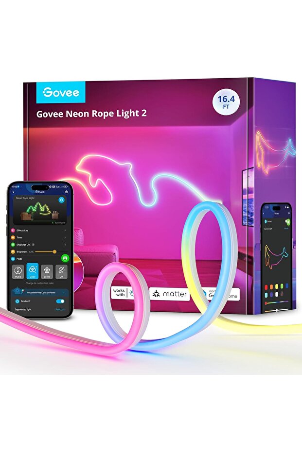 Neon Rope Light 2, RGBIC Neon LED Strip Lights with Shape Mapping, Work with Matter, Alexa and - 1