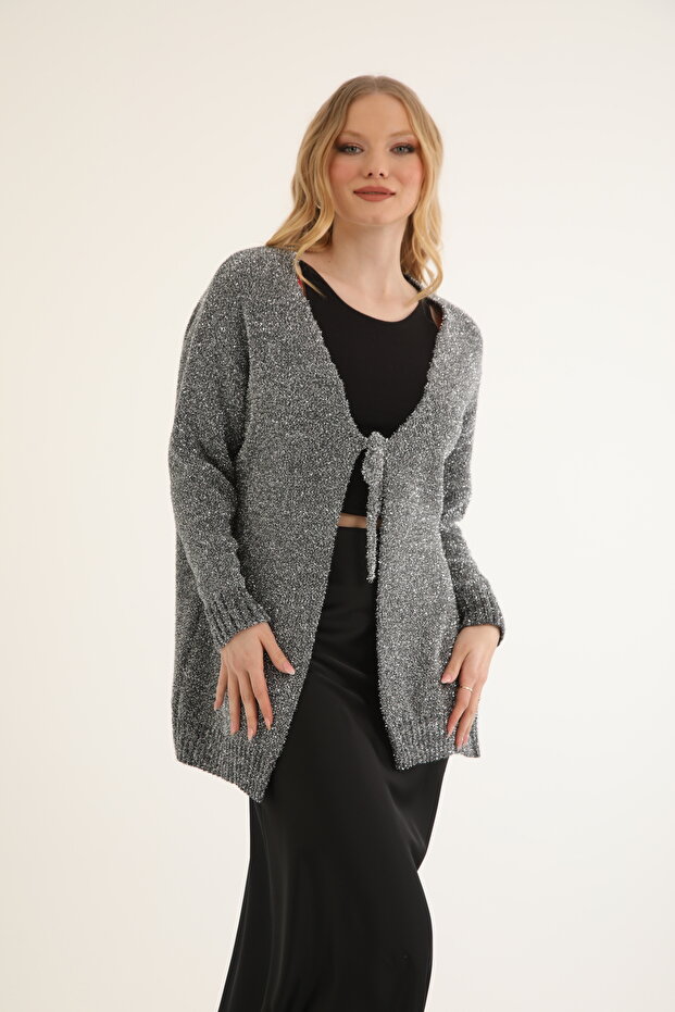 51122 - Stylish and Comfortable Women's Long Knitted Tie-Up Jacket
