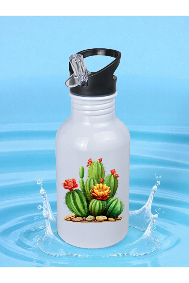 Cactus Water Bottle 600 ml - Children's Water Bottle, Children's Water Bottle