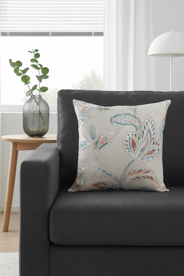 Duck Floral Throw Pillow Cover Beige 40X40