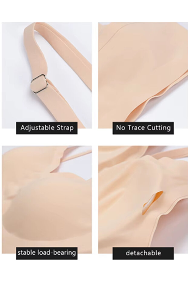 Laser Cut Removable Pad Adjustable Strap Comfortable Bra - 5
