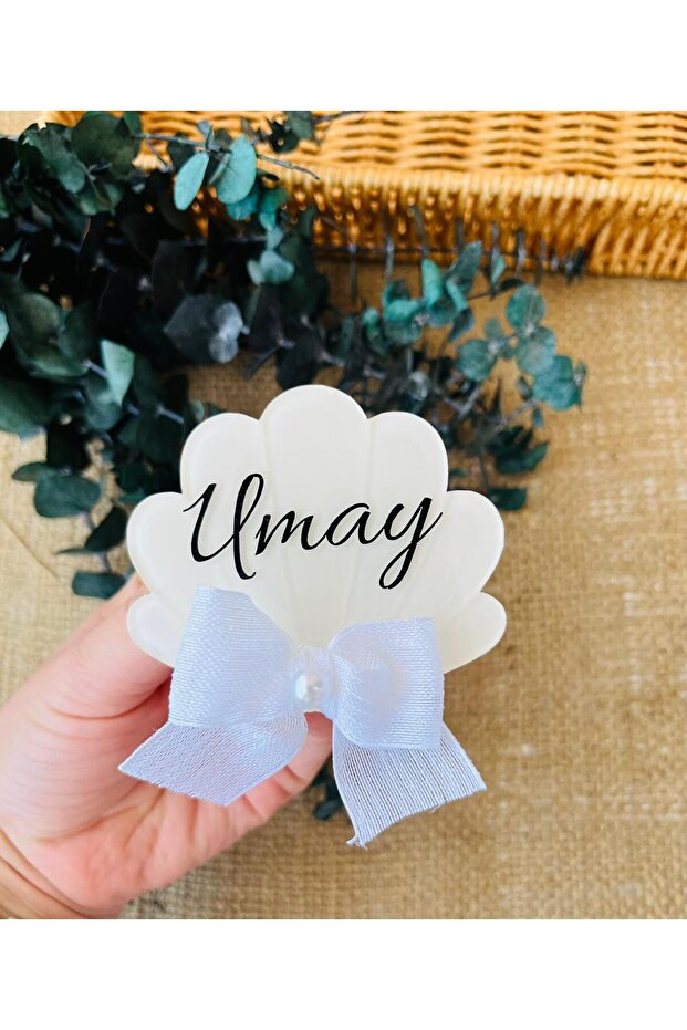 Set of 10 Stylish Oyster Baby Magnets with Bows - 7 Cm, Mevlüt & Baby Shower Gift