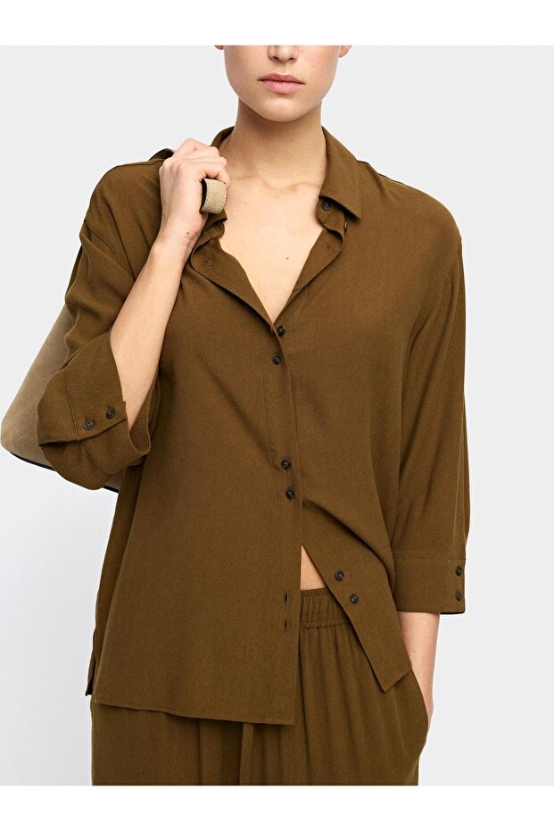 Çift Düğmeli Liyosel Gömlek - 2