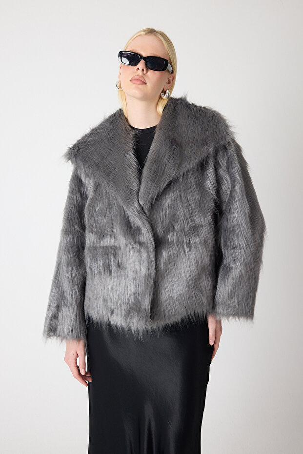 سترة شال بياقة من الفرو - 2