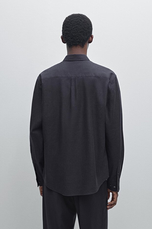 Yumuşak regular fit melanj gömlek - 3