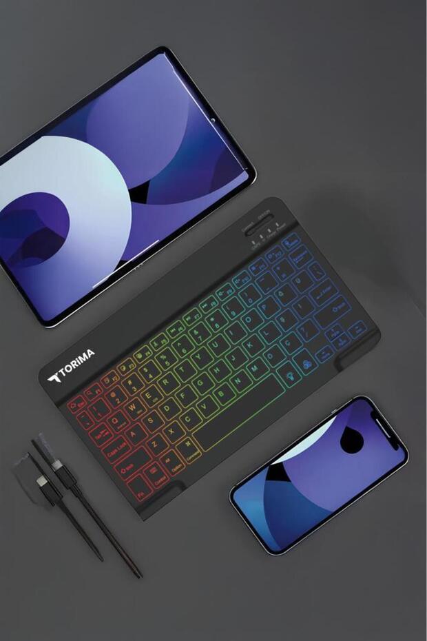 TMK-09 Siyah Şarj Edilebilir RGB Işıklı Kablosuz Klavye Mouse Seti - 5