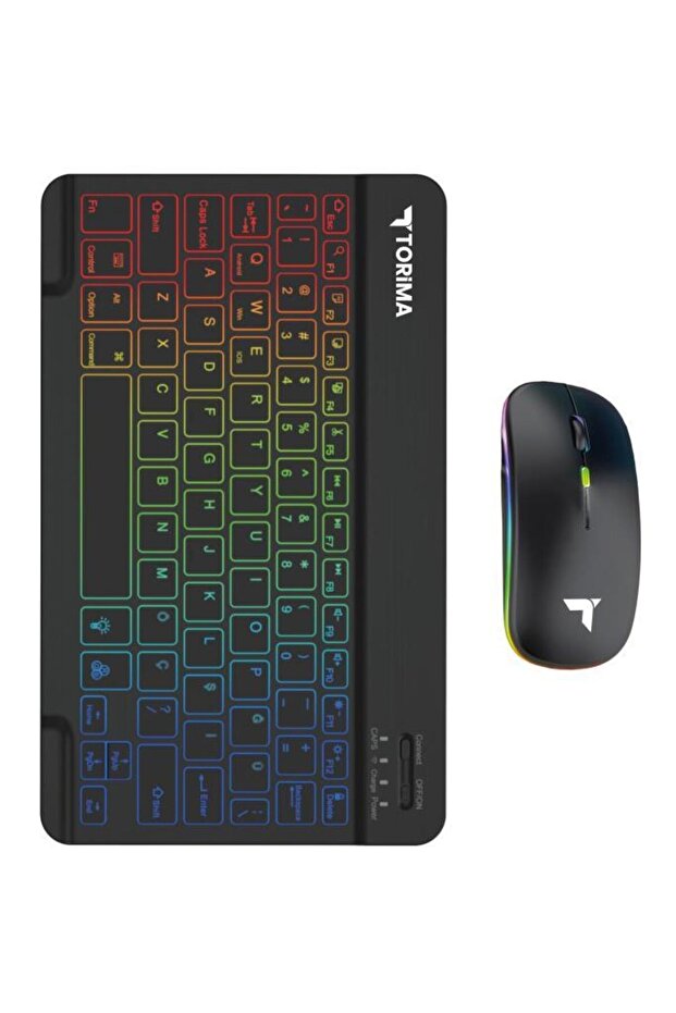 TMK-09 Siyah Şarj Edilebilir RGB Işıklı Kablosuz Klavye Mouse Seti - 6
