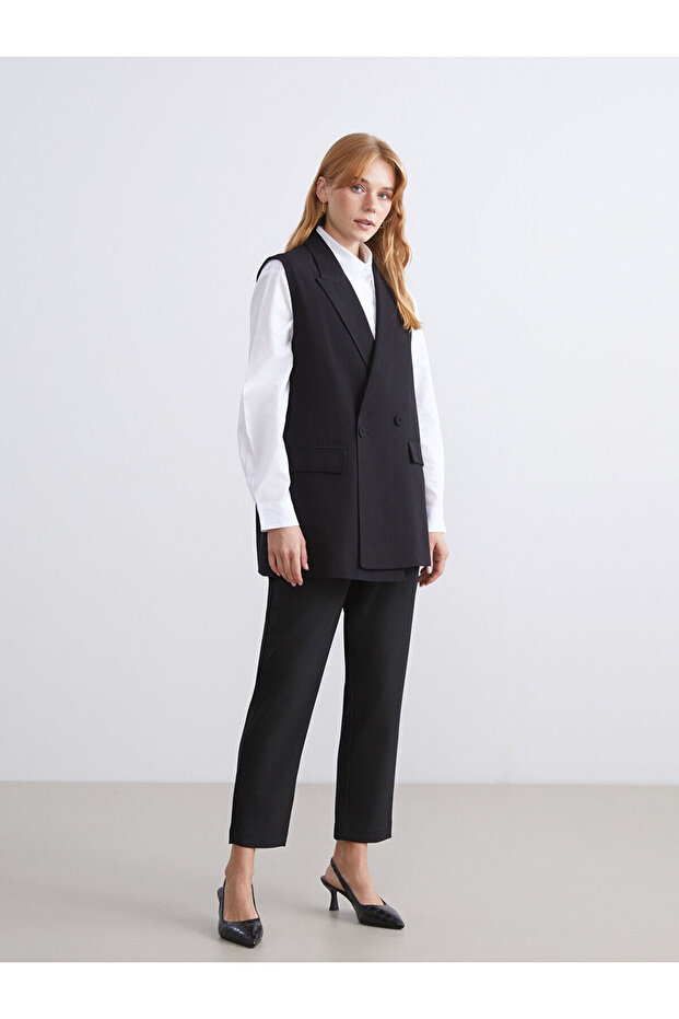 Double Breasted Collar Women's Classic Vest - 3