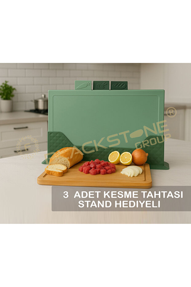 3 Piece Cutting Board and Stand with Gift - Hygienic Kitchen Board