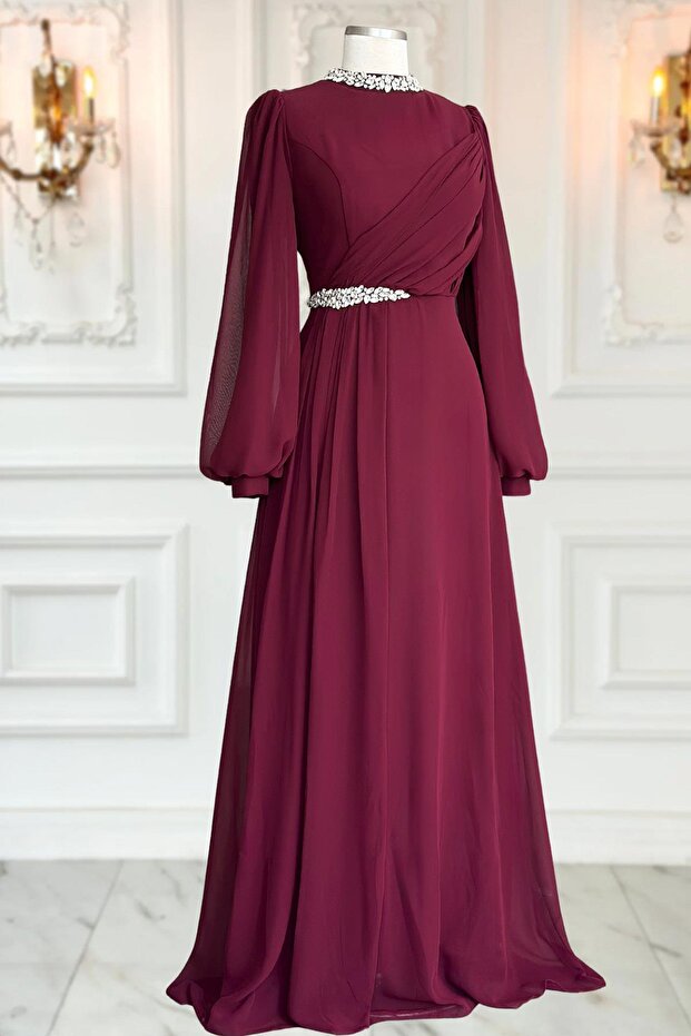 Peri Abiye Elbise Bordo - 4