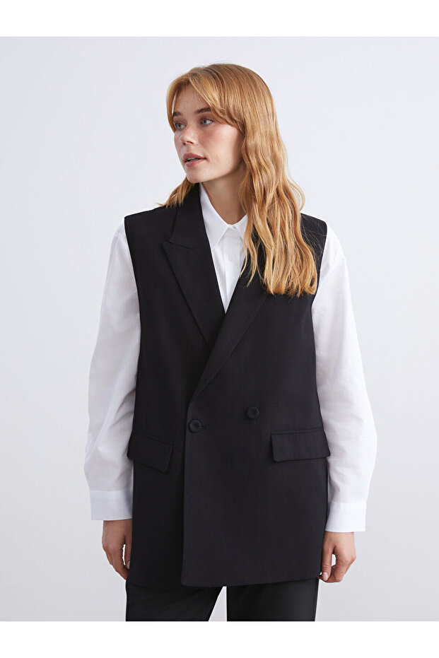 Double Breasted Collar Women's Classic Vest - 1