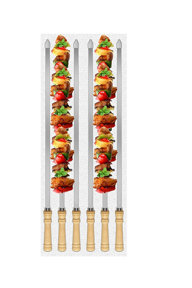 Wooden Barbecue Skewer, BBQ Meat Skewer,50Cm,6Pcs,BB2795